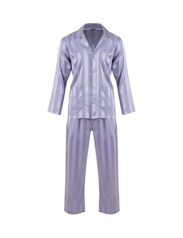 Đồ bộ nam mặc nhà iBasic lụa satin pyjama sọc tay dài quần dài - HOMM020