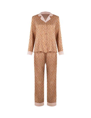 Đồ bộ nữ mặc nhà iBasic lụa satin pyjama tay dài - HOMW040