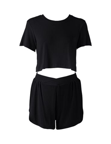 Đồ bộ mặc nhà nữ iBasic cotton USA rib croptop quần đùi - HOMY042