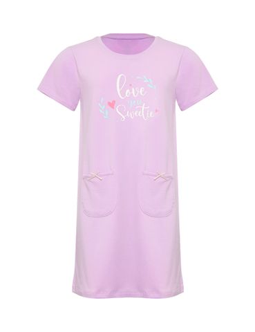 Đầm mặc nhà bé gái tay ngắn thun cotton USA in hoạ tiết iBasic - HOMG007