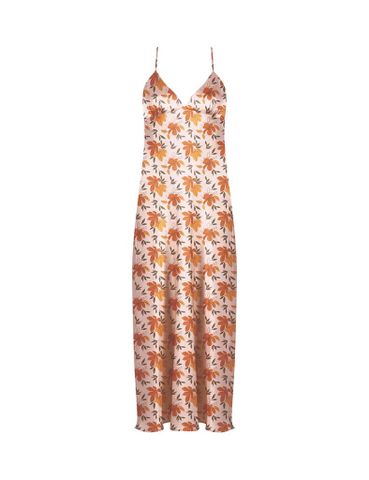 Đầm ngủ nữ lụa satin iBasic 2 dây chéo lưng midi dáng dài - SW068