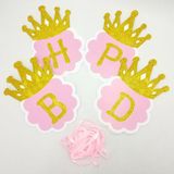 Dây cờ Happy Birthday vương miện kim tuyến - Glitter Princess