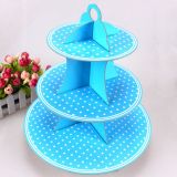 Khay bánh cupcake chấm bi - 3-tiered Blue Polka dot