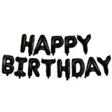 Bong bóng chữ happy birthday đen trơn 40cm - Happy Birthday black foil balloon set