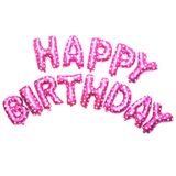 Bong bóng chữ happy birthday hồng trái tim 40cm - Pink happy Birthday foil balloon set