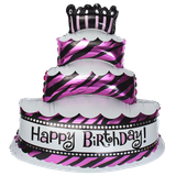 Bong bóng hình bánh kem hồng - Pink birthday cake foil balloon