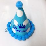 Nón sinh nhật chấm bi xanh in chữ Prince - Prince blue polka dot party hat