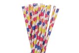 Ống hút giấy chấm xanh hồng vàng - Paper straws blue pink yellow polka dots