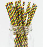Ống hút giấy sọc màu cầu vòng - Paper straws rainbow stripes