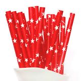 Ống hút giấy ngôi sao trắng đỏ - Paper straws red stars