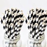 Ống hút giấy sọc trắng đen - Paper straws black white stripes