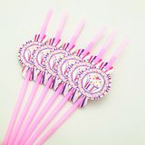 Ống hút Bánh cupcake hồng 6/gói - Pink cupcake drinking straws 6/pack