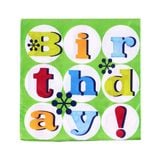 Khăn giấy ăn chữ Birthday xanh lá - Green Birthday greeting napkins (10pcs)