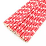 Ống hút giấy nền đỏ trái tim trắng 25/gói - Paper straws white hearts on red 25/pack