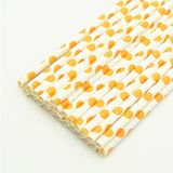 Ống hút giấy nền trắng chấm bi cam 25/gói - Paper straws orange dots on white 25/pack
