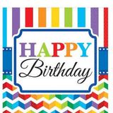 Khăn giấy ăn Happy Birthday nhiều màu 16/gói - Rainbow chevron Happy Birthday paper napkins 16/pack