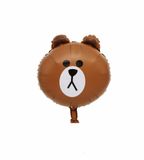 Brown bear face foil balloon