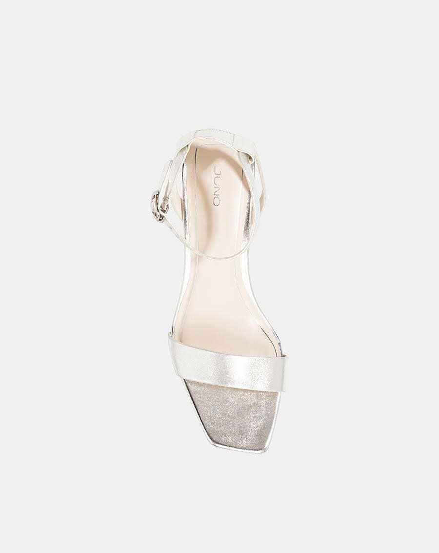 Giày sandal mũi vuông gót vuông ánh kim loại