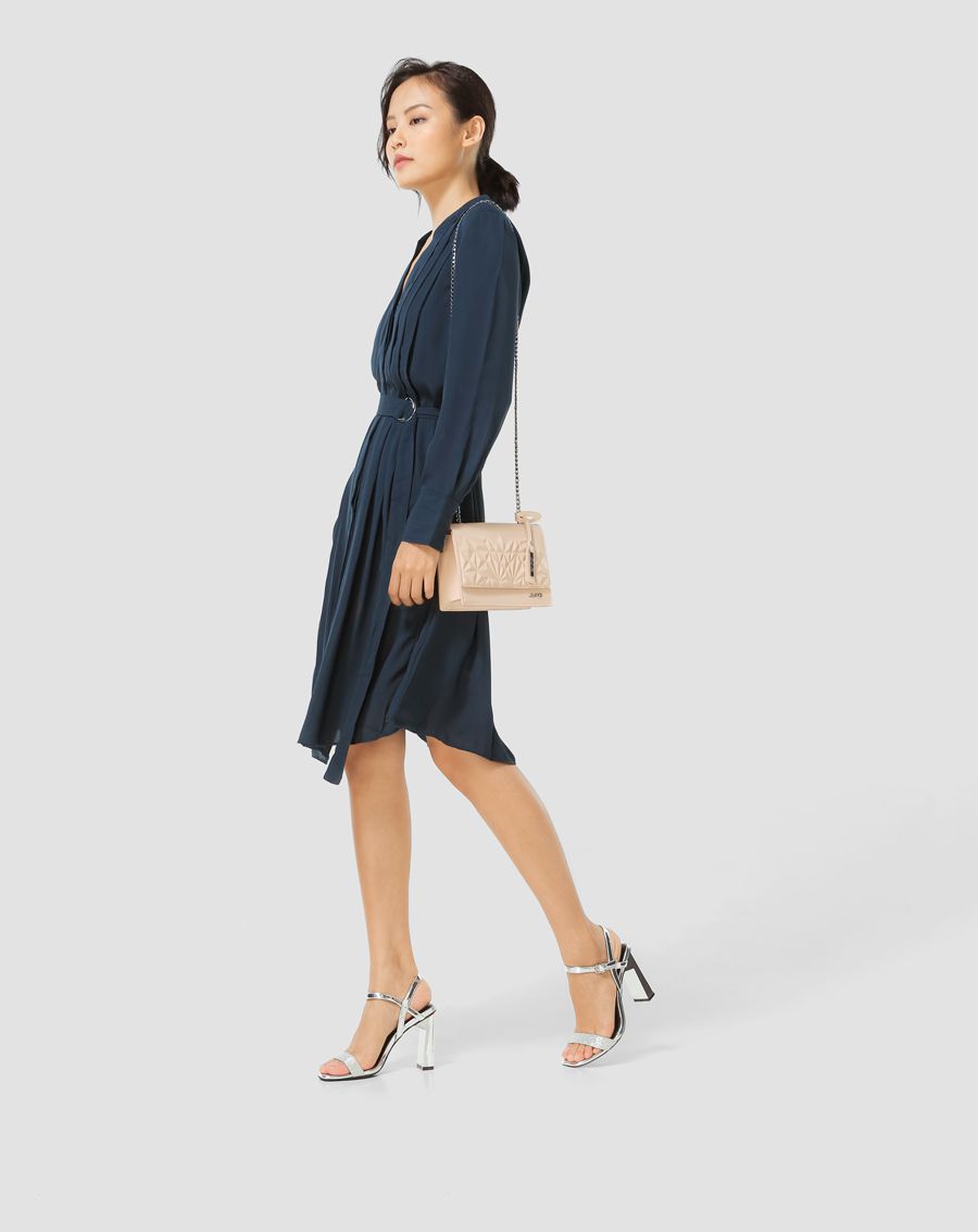 Giày sandal kim tuyến gót thô