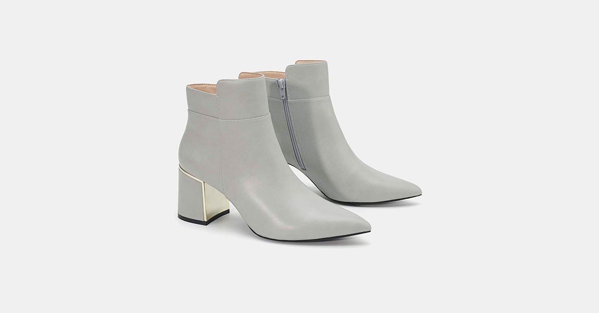 Giày boot gót phối kim loại