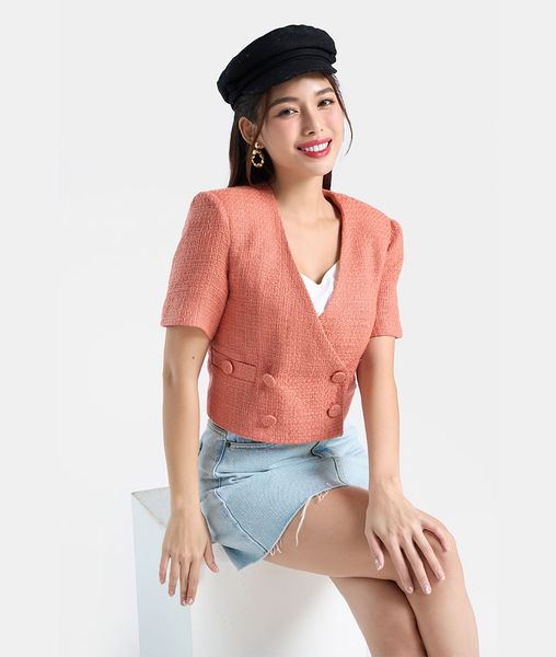 Áo blazer crop ngắn tay