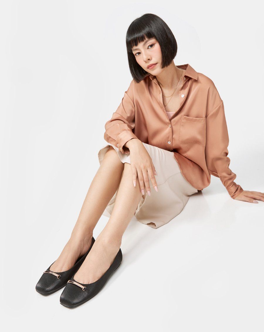 Giày Búp Bê Ballerina Đính Khóa Trang Trí