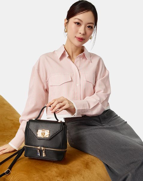 Balo Nắp Gập Phối Khoá Kéo Trang Trí