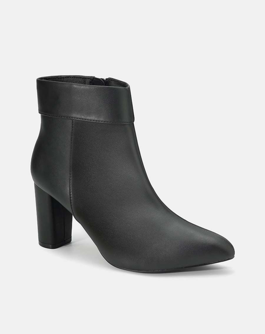 Giày boot gót vuông viền cổ chân