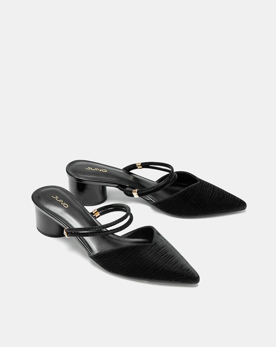 Giày mules mũi nhọn gót trụ