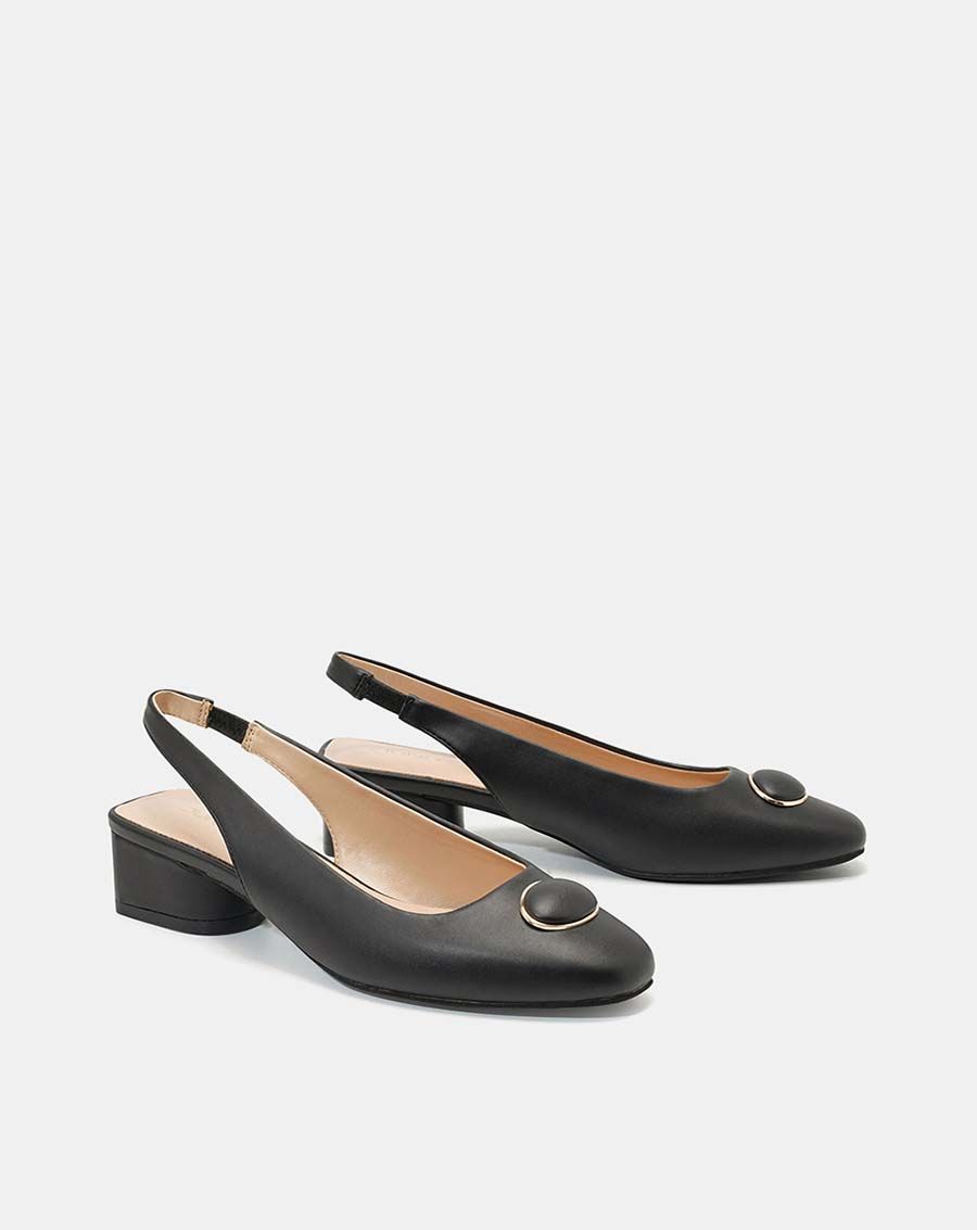 Giày cao gót slingback khoá trang trí