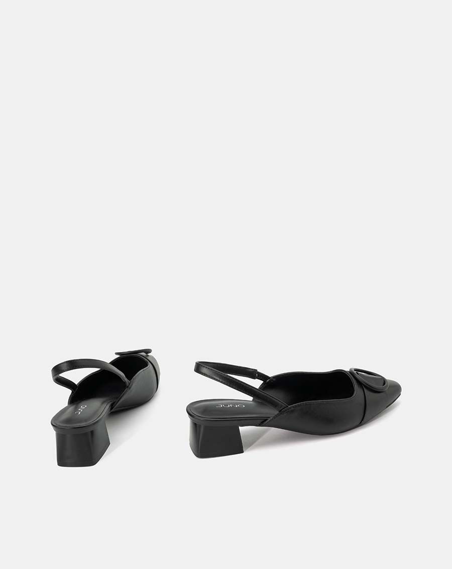 Giày cao gót slingback gắn khóa trang trí