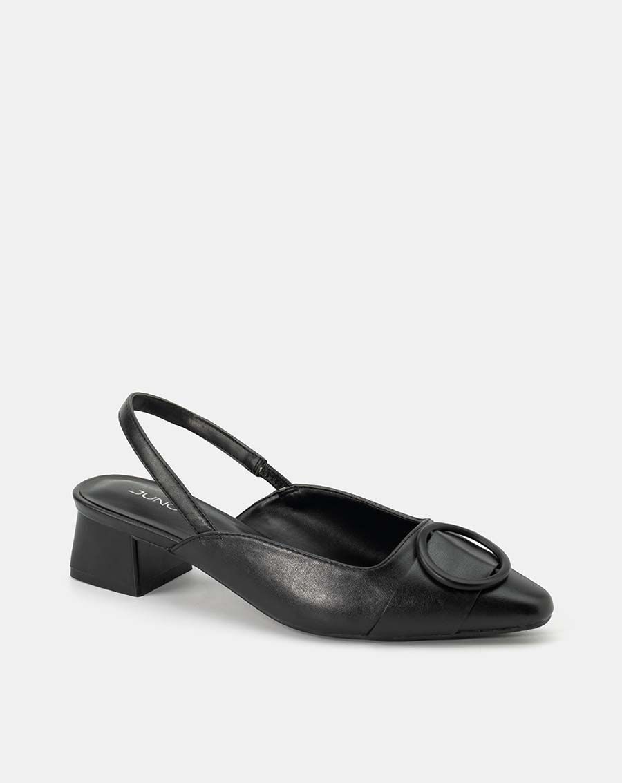 Giày cao gót slingback gắn khóa trang trí