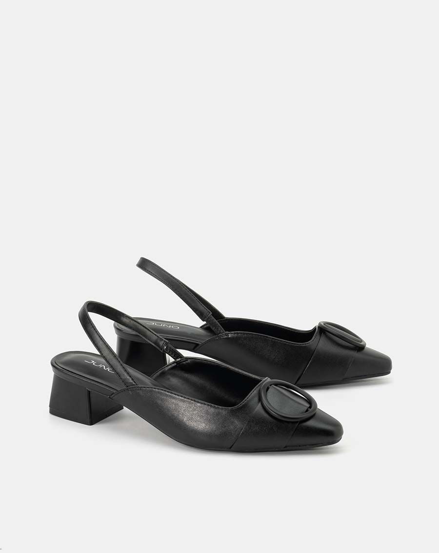 Giày cao gót slingback gắn khóa trang trí