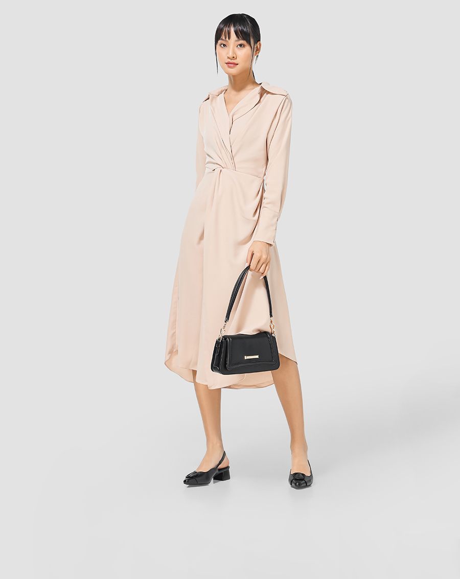 Giày cao gót slingback gắn khóa trang trí
