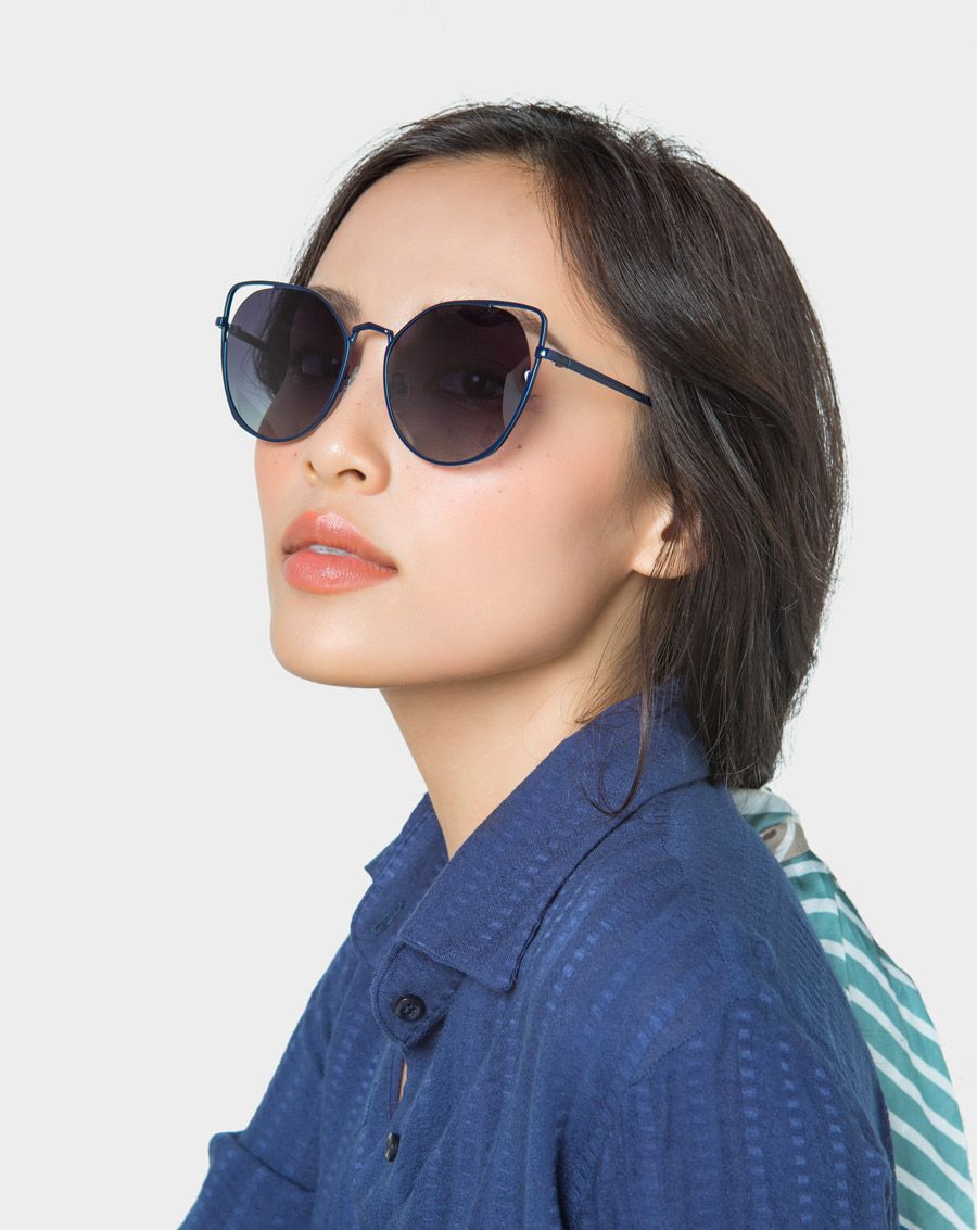 Mắt kính mắt mèo kim loại hở tròng