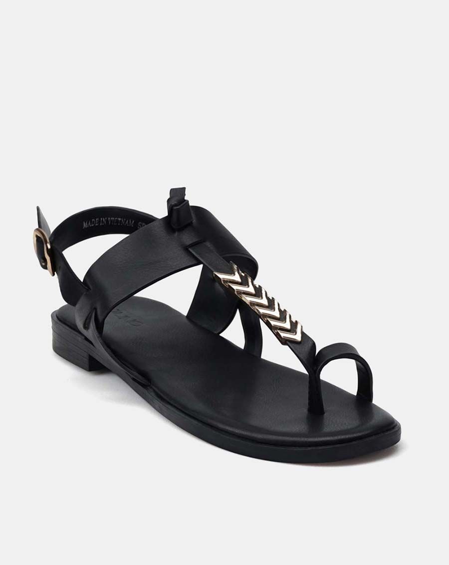 Giày sandal t-strap khóa trang trí