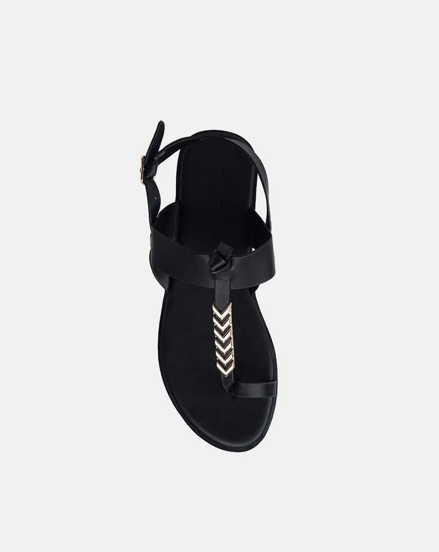 Giày sandal t-strap khóa trang trí