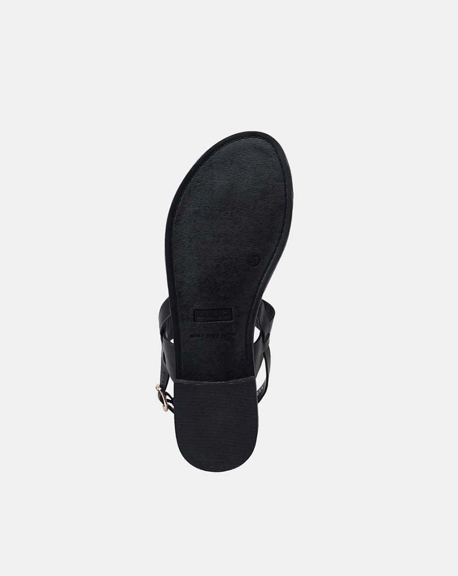 Giày sandal t-strap khóa trang trí