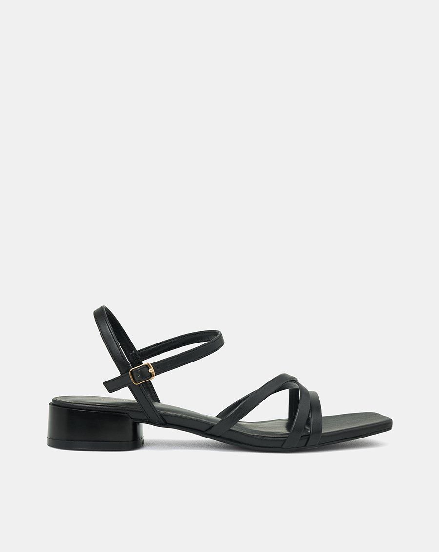 Giày Sandal Gót Thấp Quai Chéo