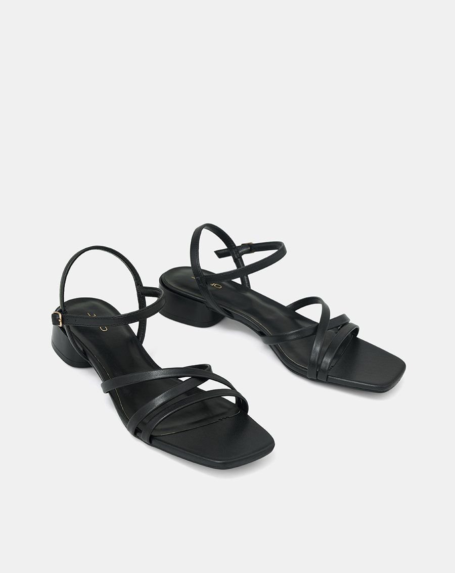 Giày Sandal Gót Thấp Quai Chéo