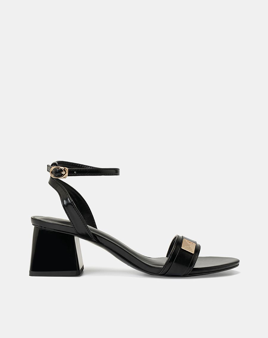 Giày Sandal Gót Vuông Phối Khóa Trang Trí