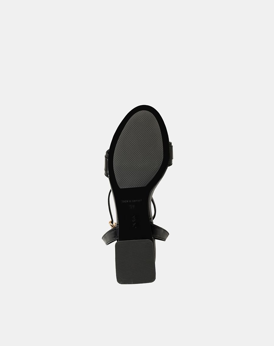 Giày Sandal Gót Vuông Phối Khóa Trang Trí