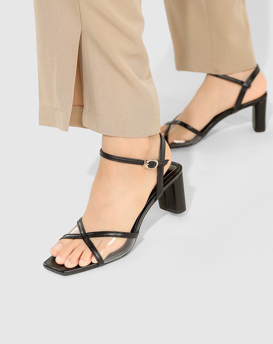 Giày sandal sandal mũi vuông gót vuông