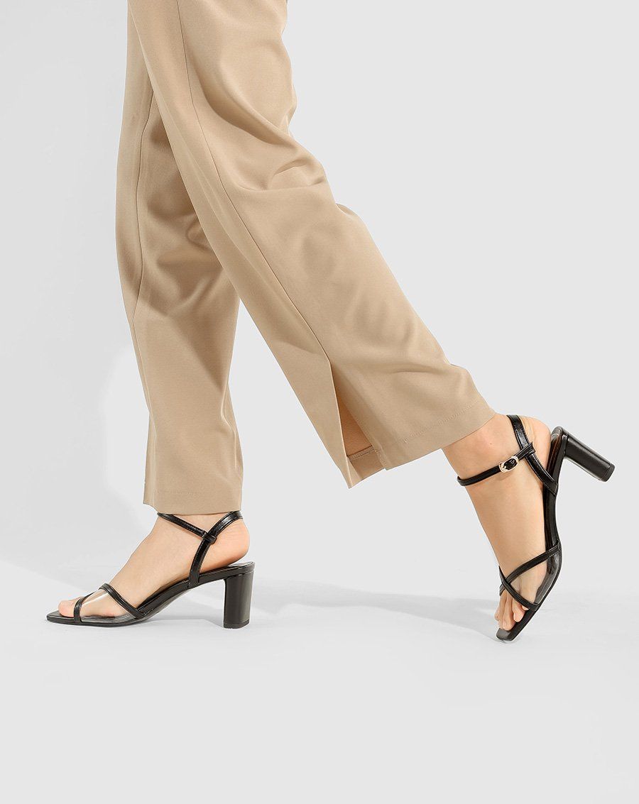 Giày sandal sandal mũi vuông gót vuông
