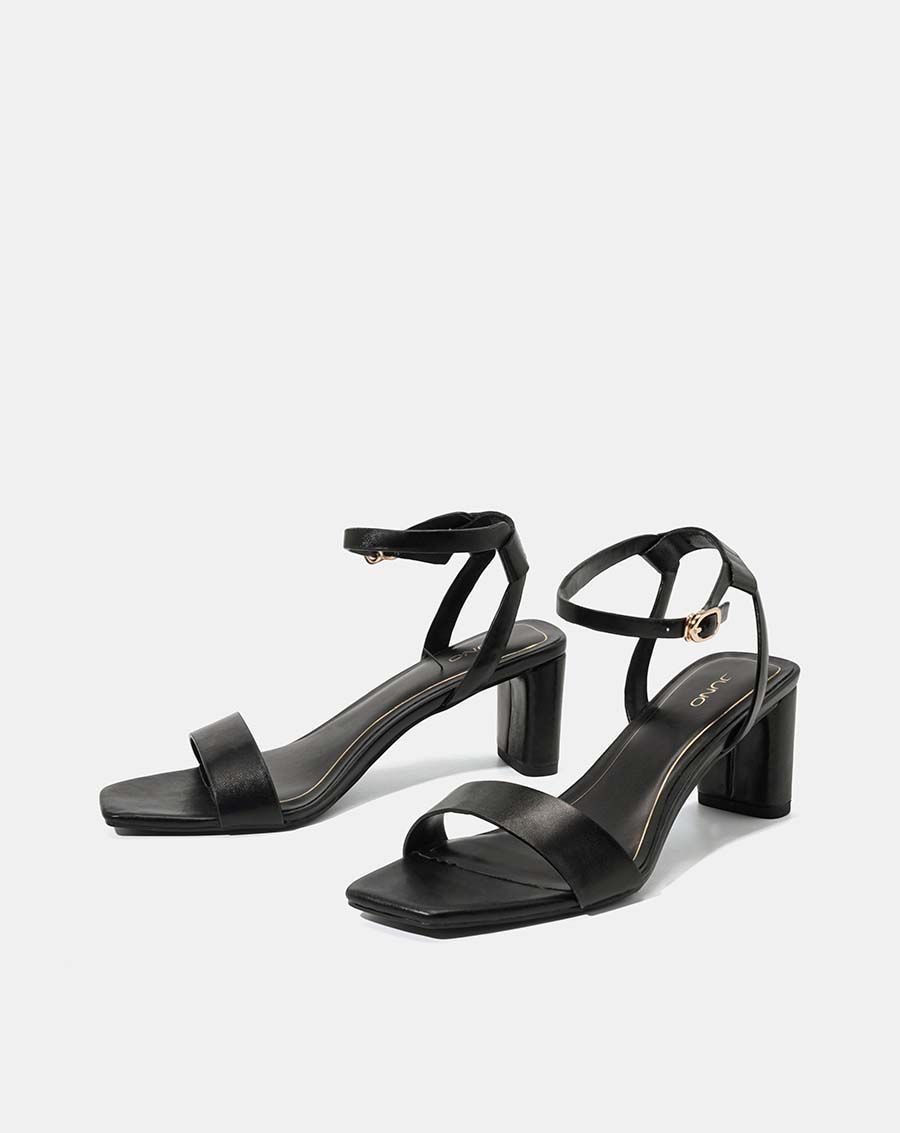 Giày sandal mũi vuông gót vuông ánh kim loại