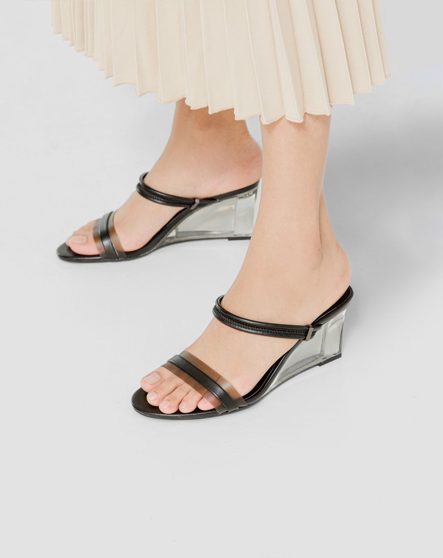 Giày sandal xuồng quai mũi ngang phối pvc