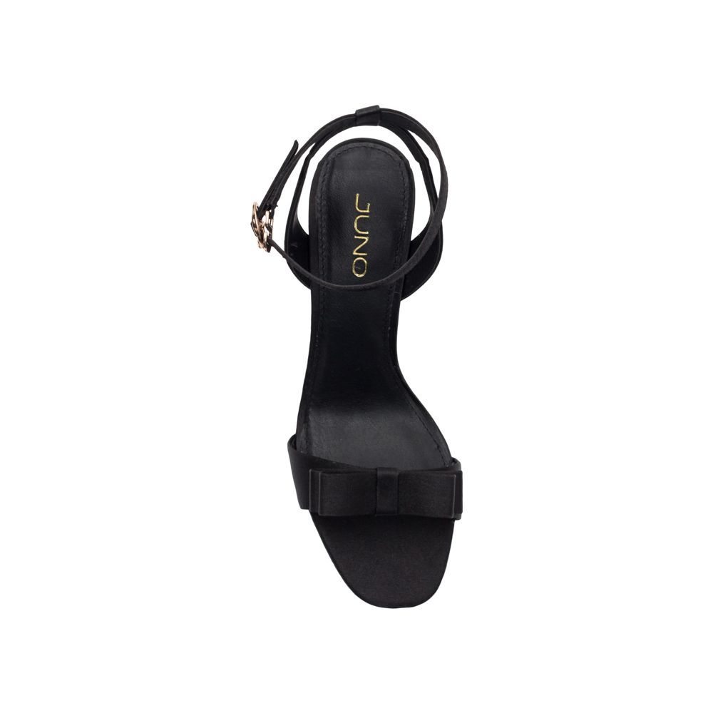 Giày Sandal gót trong quai ngang đính nơ SD09057