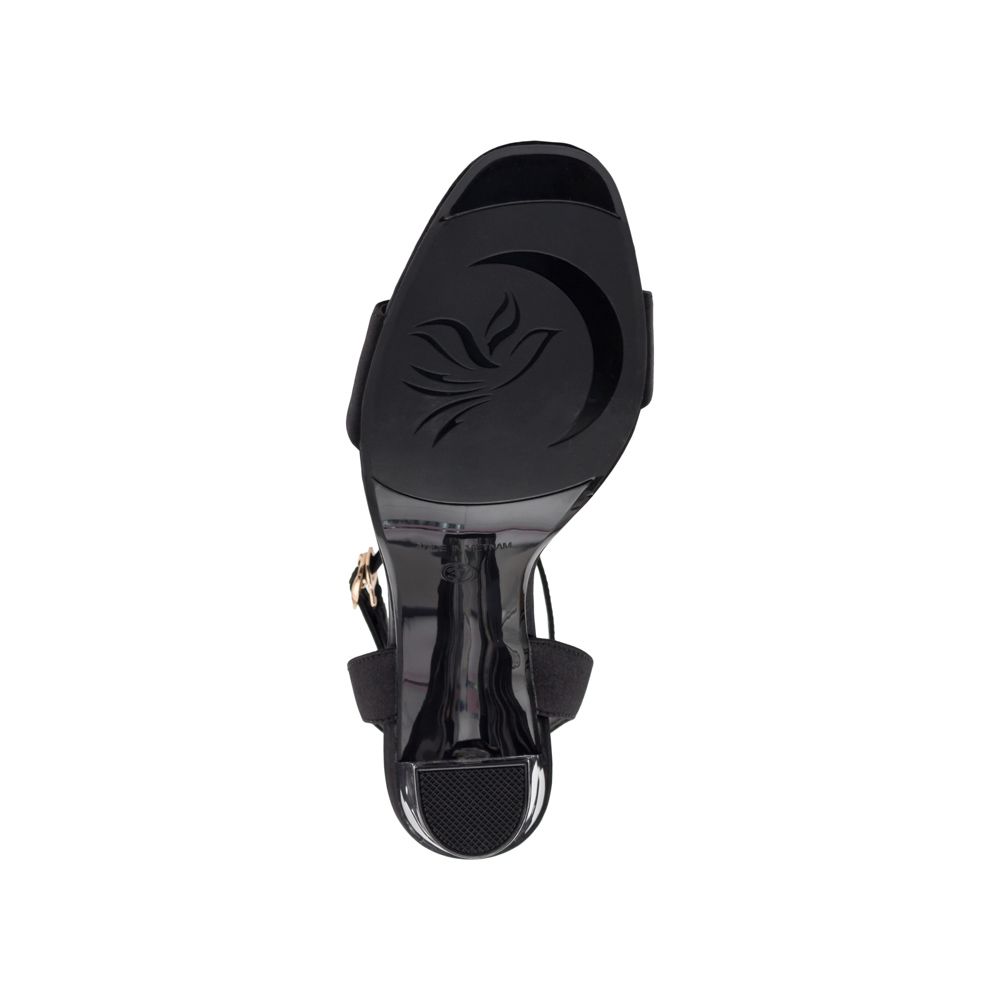 Giày Sandal gót trong quai ngang đính nơ SD09057