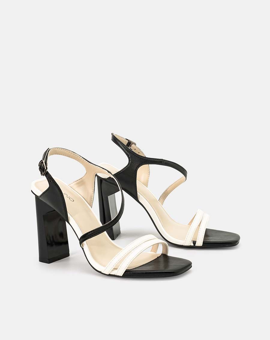 Giày sandal gót trụ phối trung tì kim tuyến