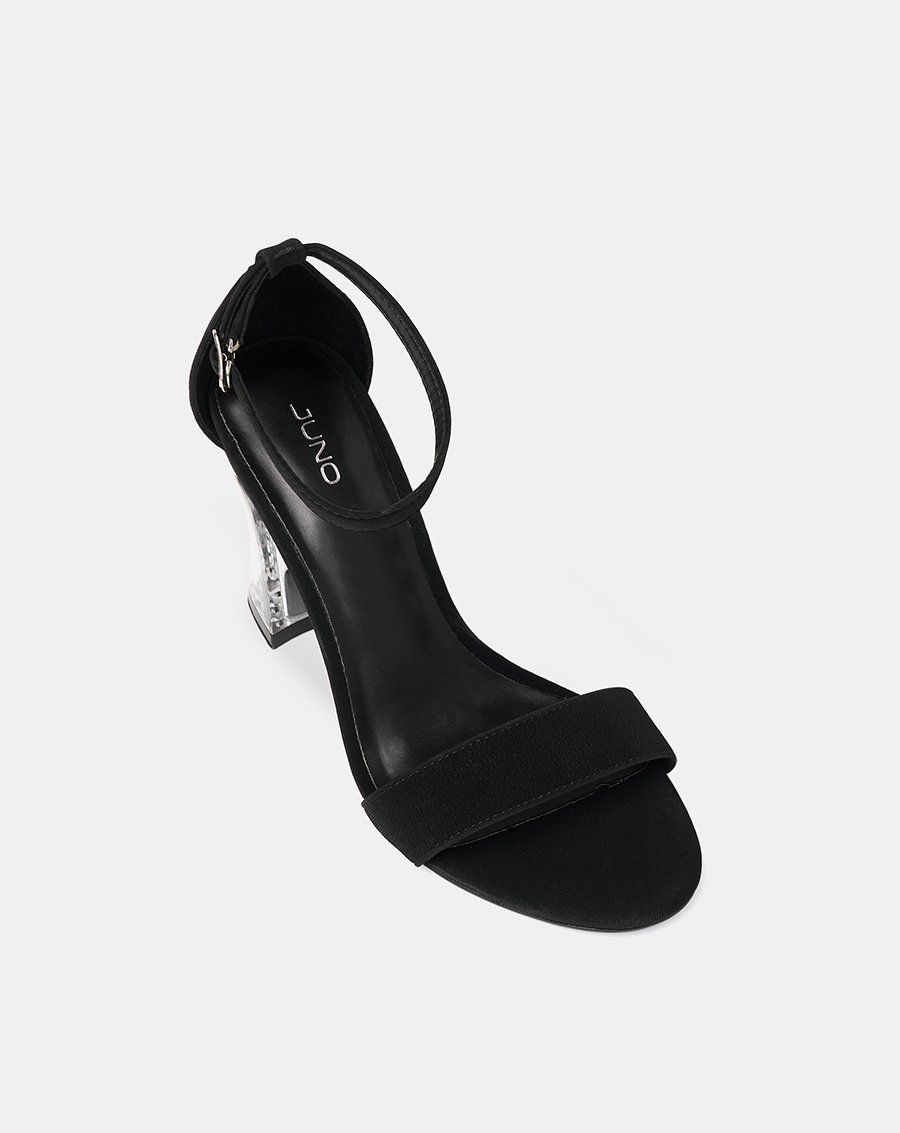 Giày Sandal Gót Trụ Quai Cổ Chân Phối Quai Ngang